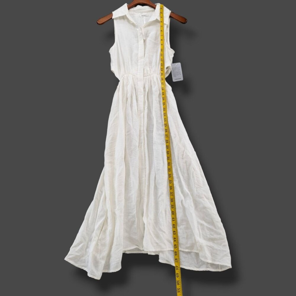 Stitchdrop Midi Dress Solid White Sleeveless Butt… - image 7